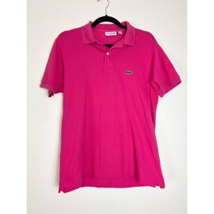 Hot Pink Lacoste Short Sleeve Classic Fit Polo Shirt Men's S